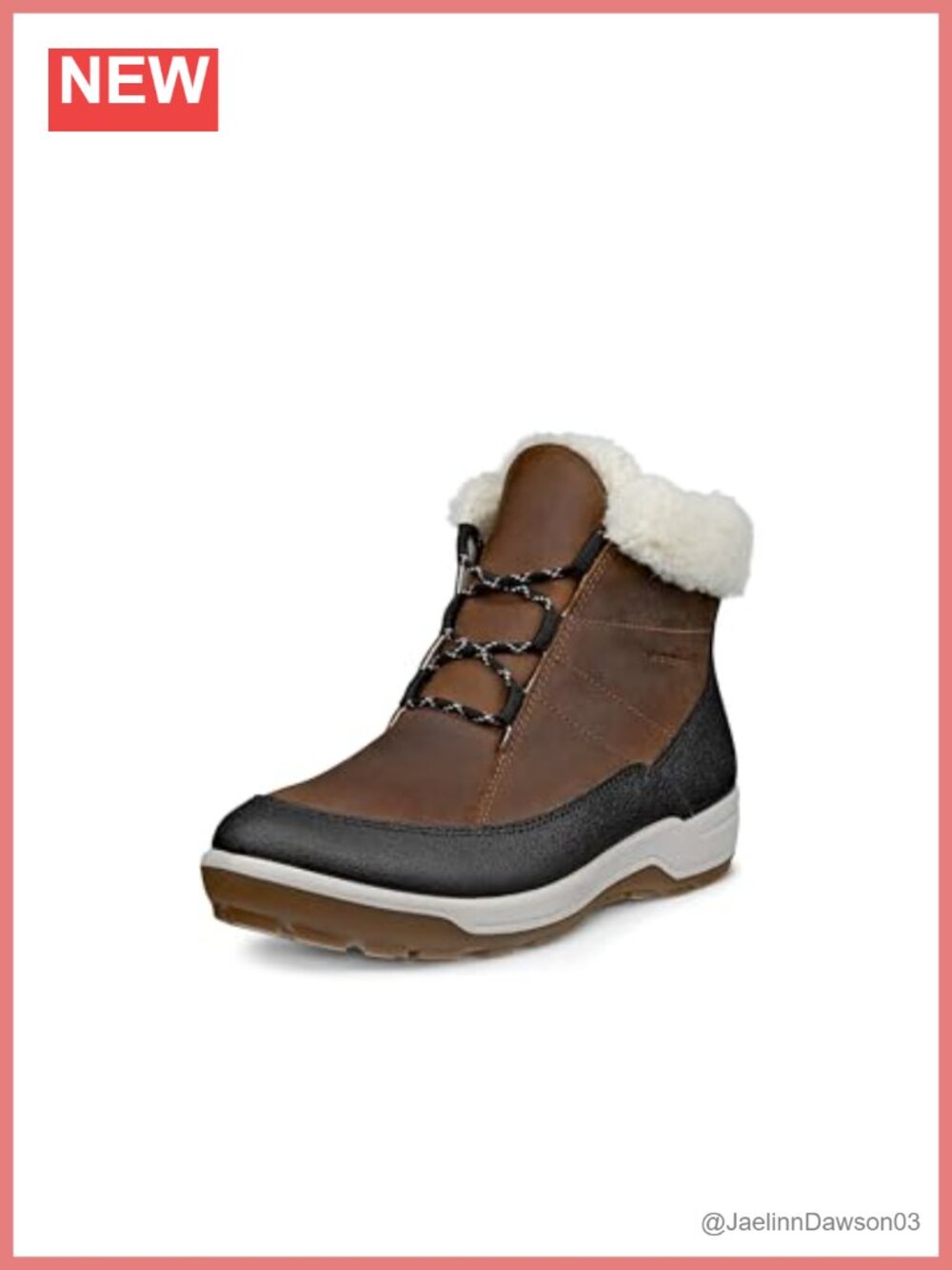 ECCO Trace Lite Waterproof Leather Ankle Boots Warm Lined Lace Up
